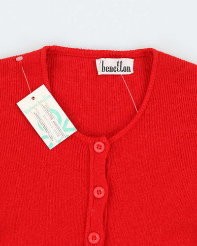 Deadstock Vintage 60s Benetton Red Cardigan - XS