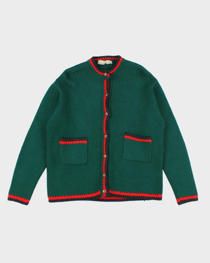 Vintage Reine Wool Green Cardigan - L