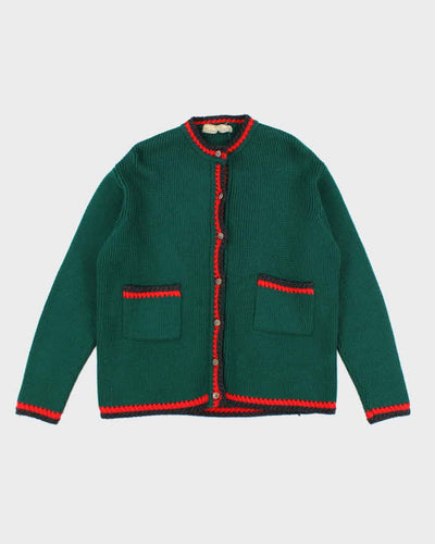 Vintage Reine Wool Green Cardigan - L