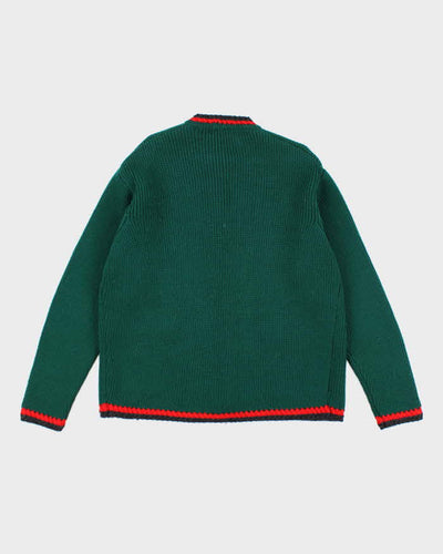 Vintage Reine Wool Green Cardigan - L
