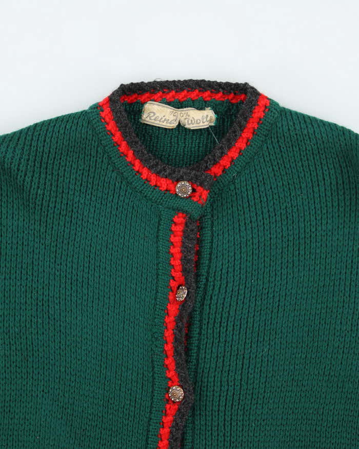 Vintage Reine Wool Green Cardigan - L