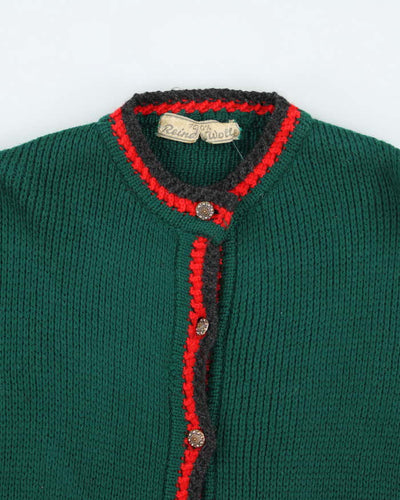 Vintage Reine Wool Green Cardigan - L