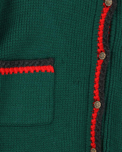 Vintage Reine Wool Green Cardigan - L