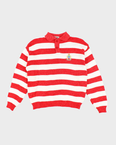 Vintage Lucky Striped Collared Jumper - L