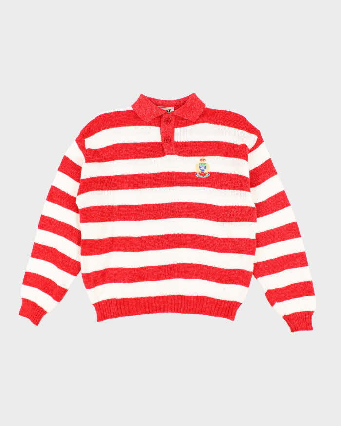 Vintage Lucky Striped Collared Jumper - L