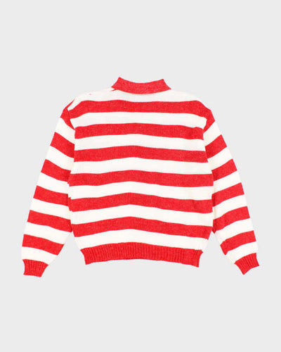 Vintage Lucky Striped Collared Jumper - L