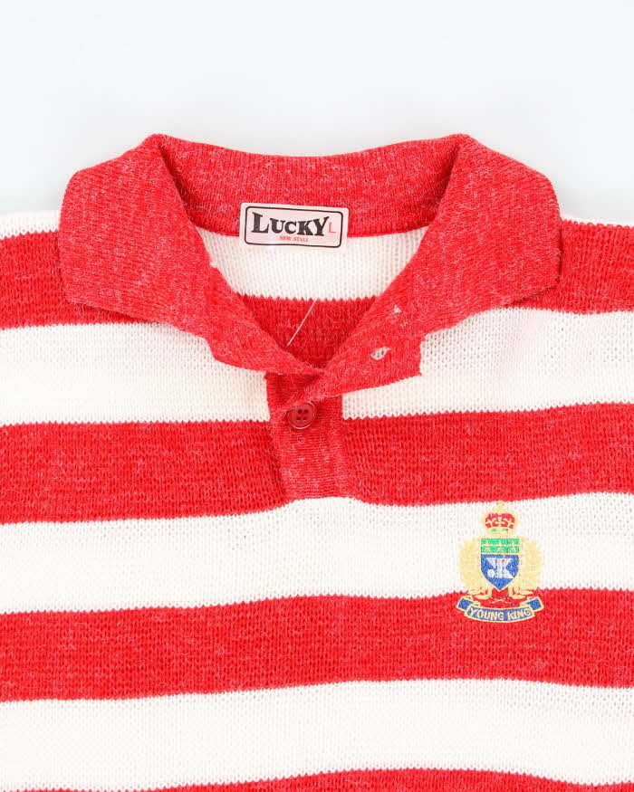 Vintage Lucky Striped Collared Jumper - L