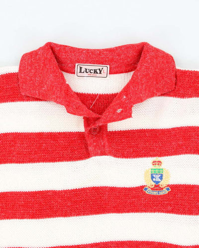 Vintage Lucky Striped Collared Jumper - L