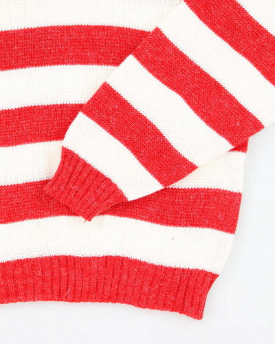 Vintage Lucky Striped Collared Jumper - L