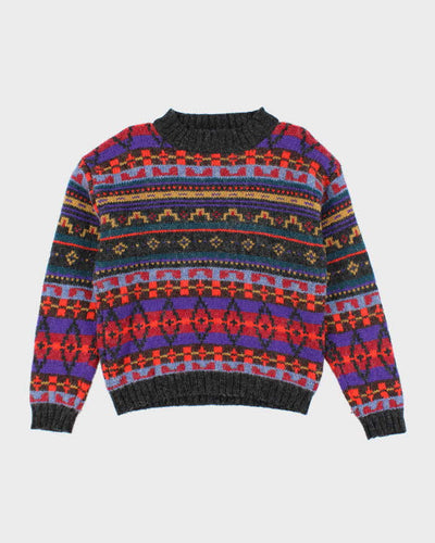 Vintage 90s Woolrich Pattern Chunky Wool Jumper - L