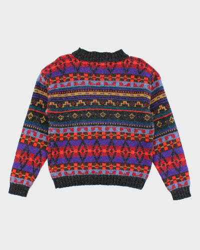 Vintage 90s Woolrich Pattern Chunky Wool Jumper - L