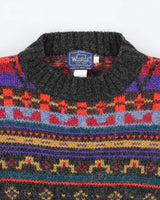 Vintage 90s Woolrich Pattern Chunky Wool Jumper - L
