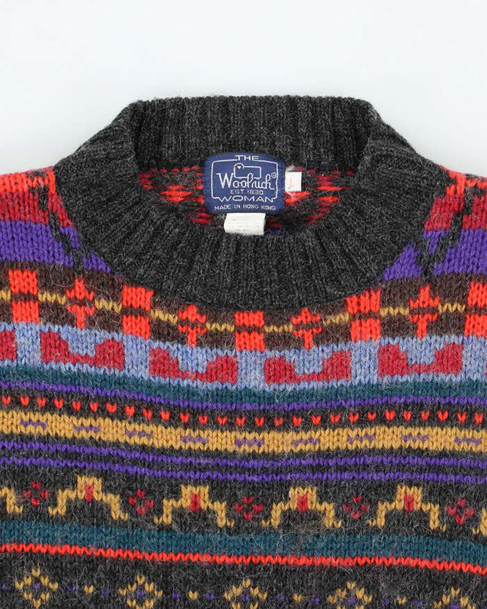 Vintage 90s Woolrich Pattern Chunky Wool Jumper - L