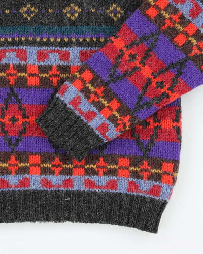 Vintage 90s Woolrich Pattern Chunky Wool Jumper - L