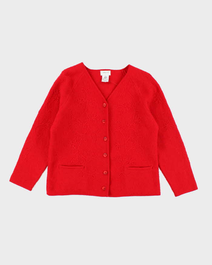 Vintage C Harris Red Wool Cardigan - L