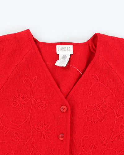 Vintage C Harris Red Wool Cardigan - L