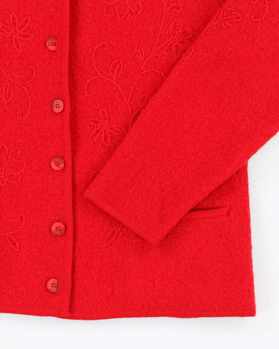 Vintage C Harris Red Wool Cardigan - L
