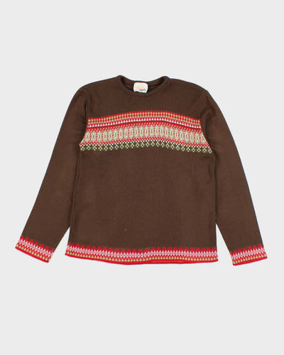 Vintage 90s Next Issue Brown Knit Jumper - M