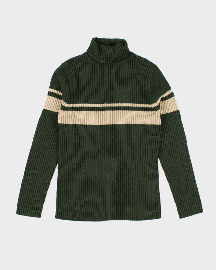 Vintage Y2k 00s Uniqlo Green Knit Roll Neck Jumper - S