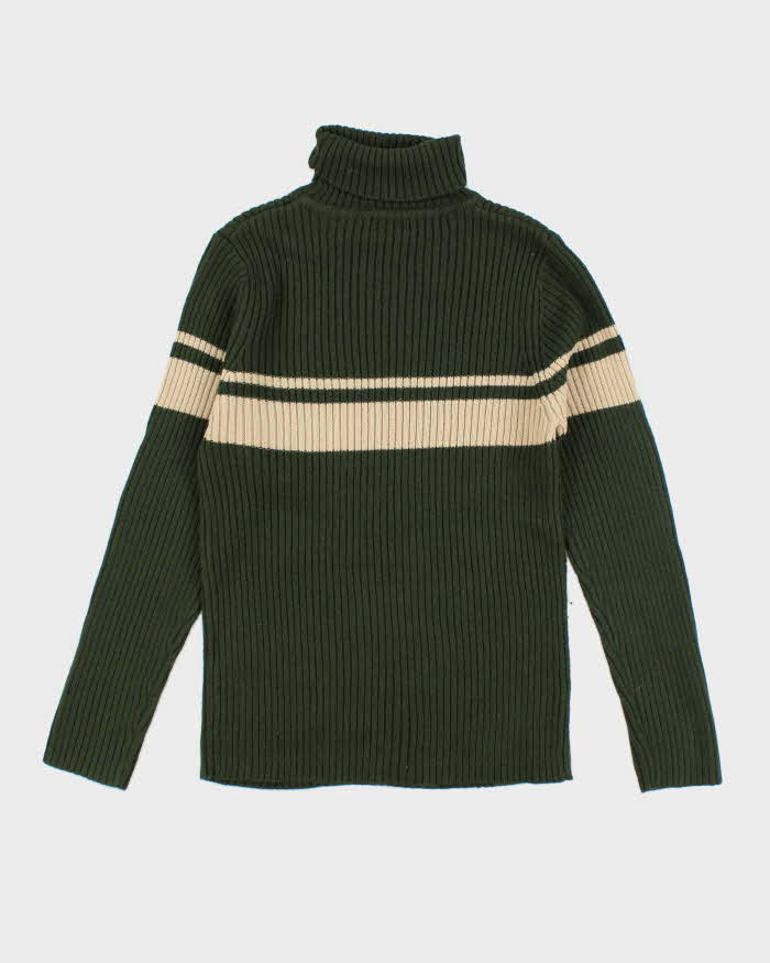 Vintage Y2k 00s Uniqlo Green Knit Roll Neck Jumper - S