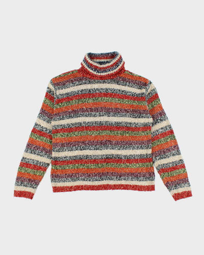 Vintage 90s Il Anco Striped Roll Neck Knit Jumper - M