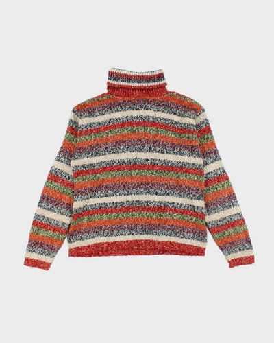 Vintage 90s Il Anco Striped Roll Neck Knit Jumper - M
