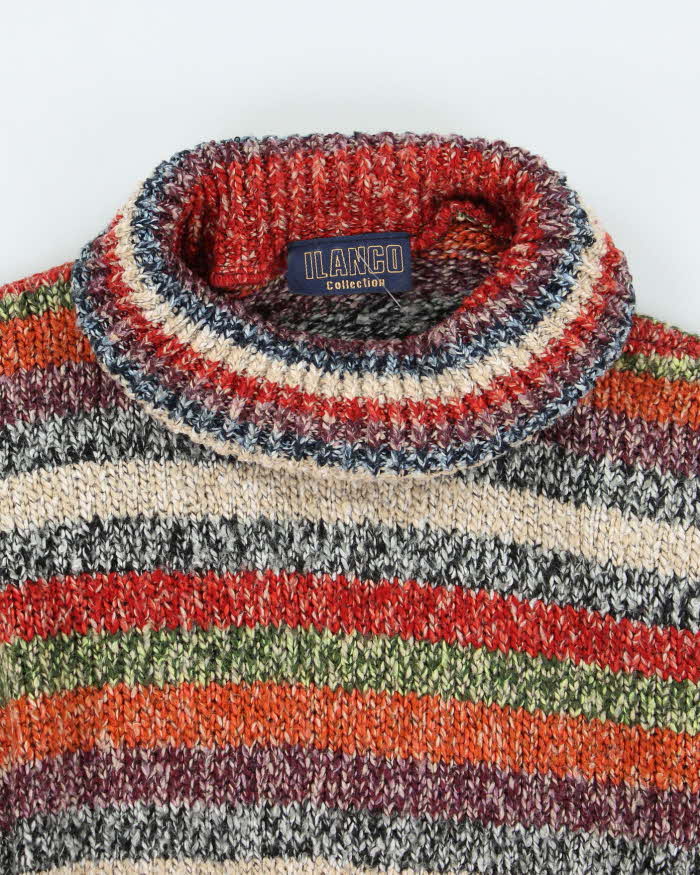 Vintage 90s Il Anco Striped Roll Neck Knit Jumper - M