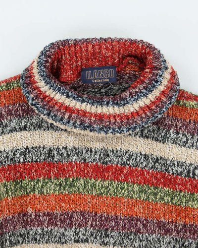 Vintage 90s Il Anco Striped Roll Neck Knit Jumper - M