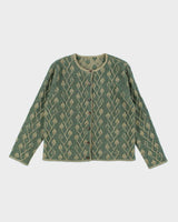 Vintage Green Wool Pattern Cardigan - XL