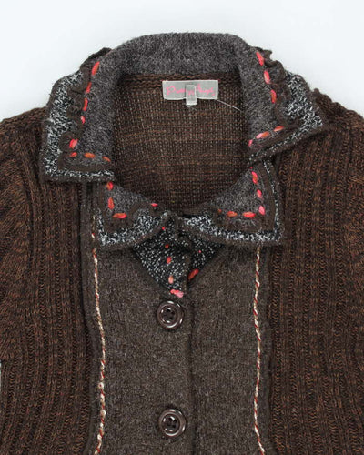 Vintage Y2k 00s Pretty Angel Patchwork Knit Cardigan - M