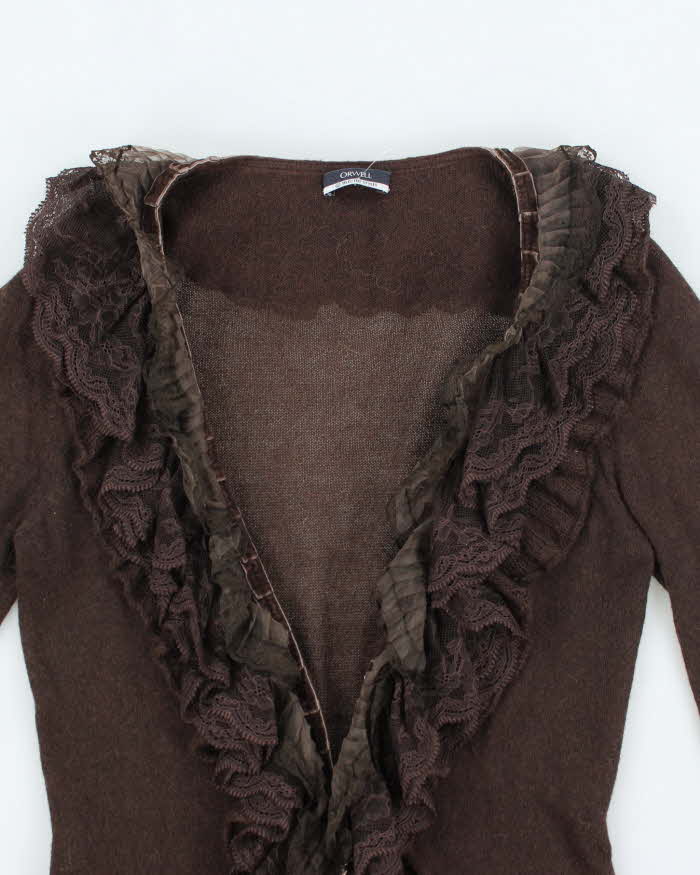 Vintage Y2k 00s Orwell Mohair Blend Ruffle Cardigan - M