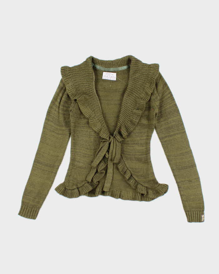 Vintage Y2k 00s Tamoon Wool Blend Ruffle Cardigan - S