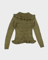 Vintage Y2k 00s Tamoon Wool Blend Ruffle Cardigan - S