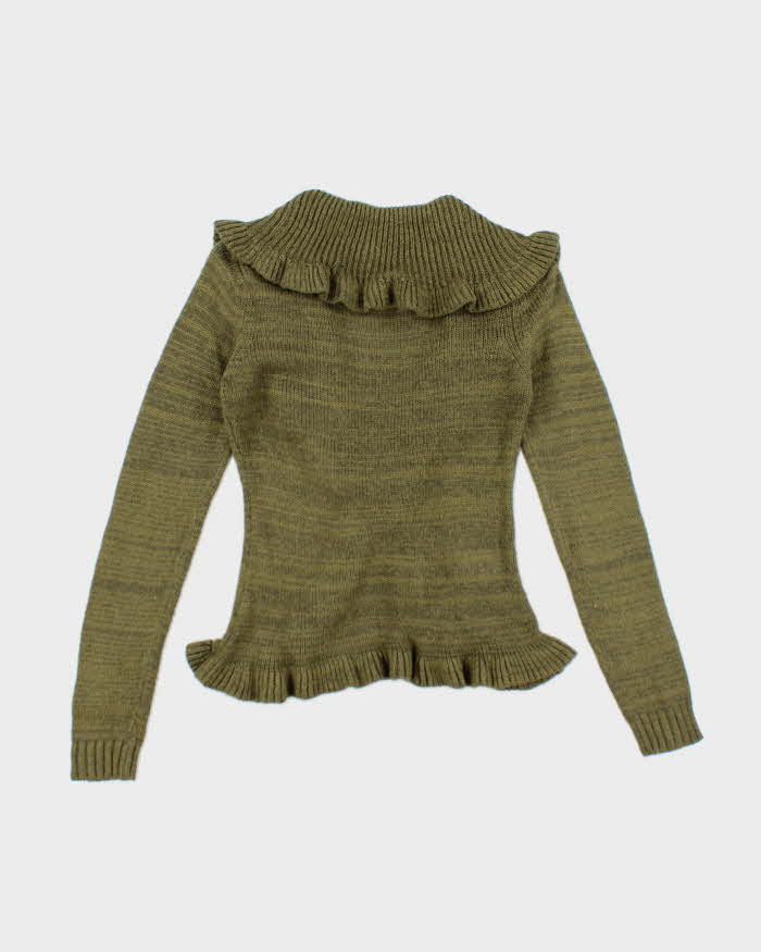 Vintage Y2k 00s Tamoon Wool Blend Ruffle Cardigan - S