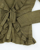 Vintage Y2k 00s Tamoon Wool Blend Ruffle Cardigan - S