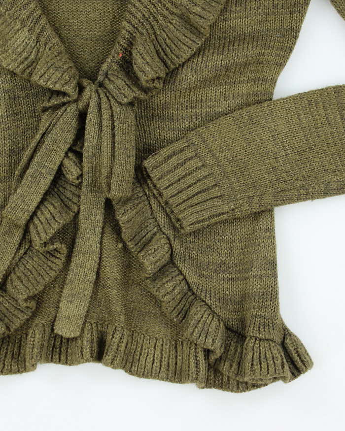 Vintage Y2k 00s Tamoon Wool Blend Ruffle Cardigan - S