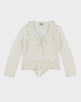 Vintage Y2k 00s Moda Gulen Mohair Blend Sequin Ruffle Cardigan - S