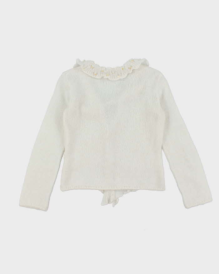 Vintage Y2k 00s Moda Gulen Mohair Blend Sequin Ruffle Cardigan - S