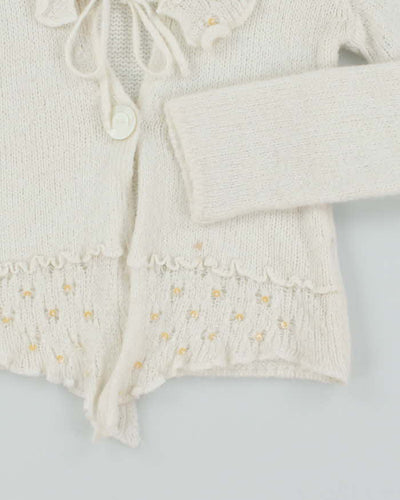 Vintage Y2k 00s Moda Gulen Mohair Blend Sequin Ruffle Cardigan - S