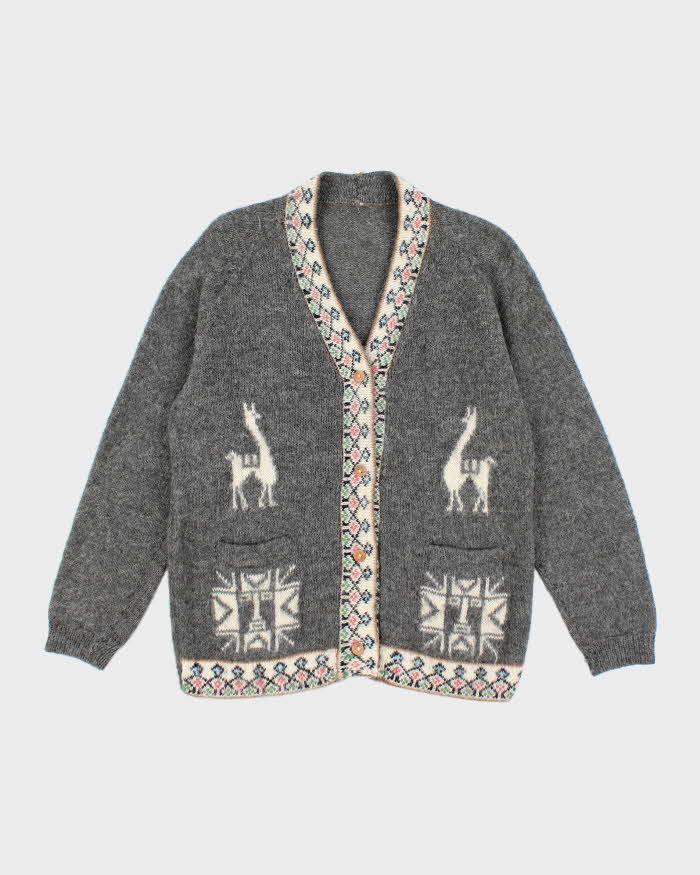 Vintage Alpaca Blend Grey Cardigan - XL
