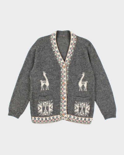 Vintage Alpaca Blend Grey Cardigan - XL