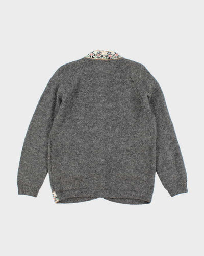 Vintage Alpaca Blend Grey Cardigan - XL