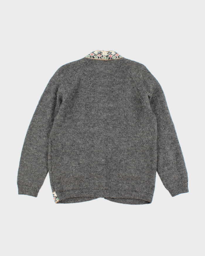 Vintage Alpaca Blend Grey Cardigan - XL