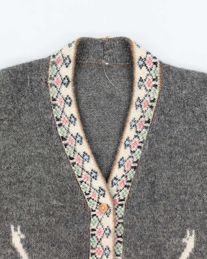 Vintage Alpaca Blend Grey Cardigan - XL