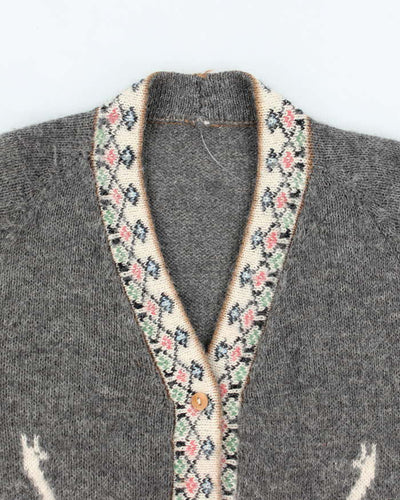 Vintage Alpaca Blend Grey Cardigan - XL