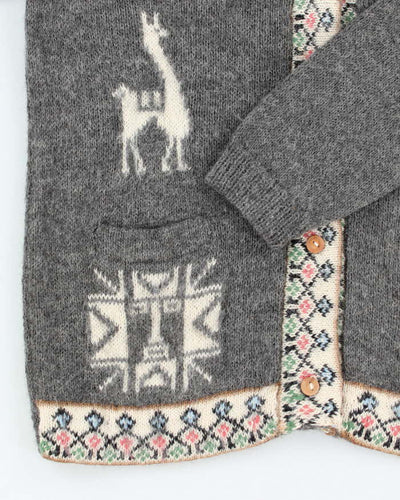 Vintage Alpaca Blend Grey Cardigan - XL
