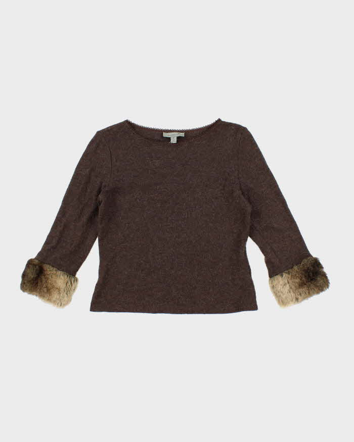 Vintage Y2k 00s Moiselle Mohair &amp; Wool Blend Faux Fur Cuff Jumper - S
