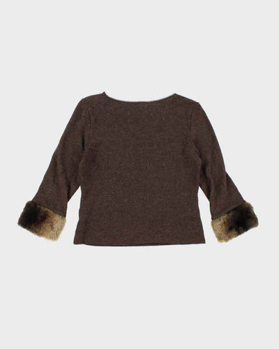 Vintage Y2k 00s Moiselle Mohair & Wool Blend Faux Fur Cuff Jumper - S