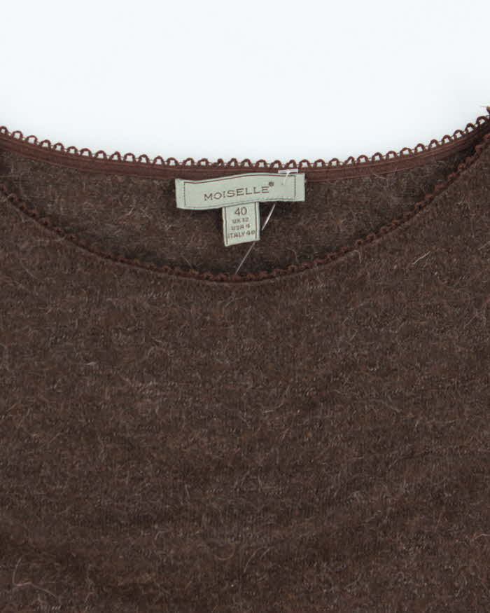 Vintage Y2k 00s Moiselle Mohair &amp; Wool Blend Faux Fur Cuff Jumper - S