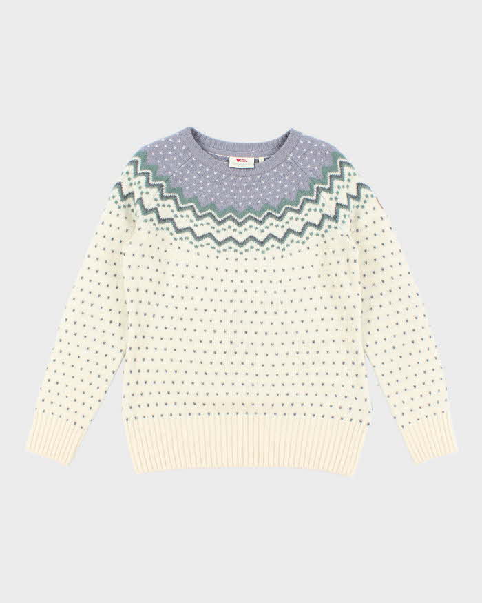 Women's Fjall Raven Patterned 100% Wool Knit Jumper - M